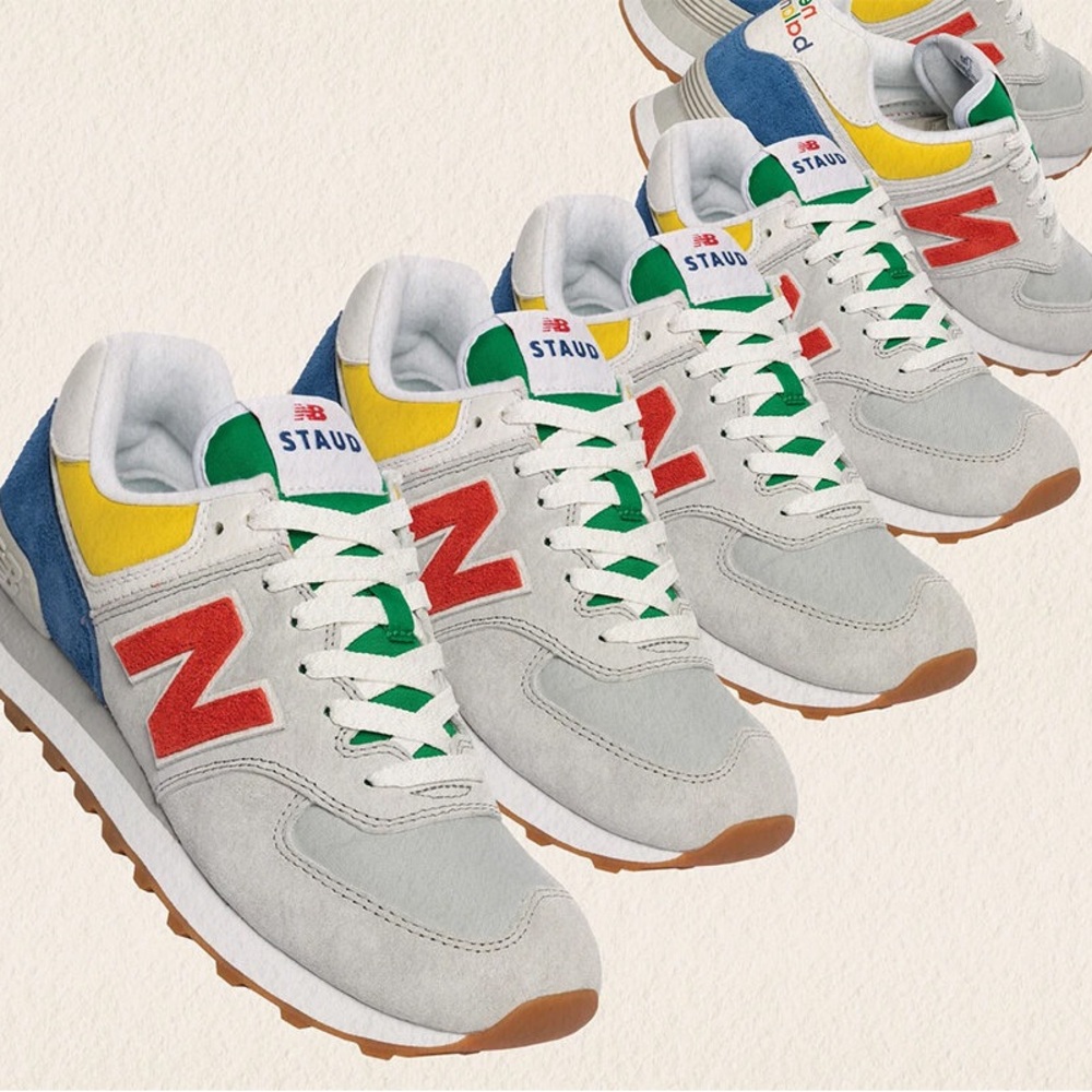 Men’s new balance x STAUD 574 rain cloud team red